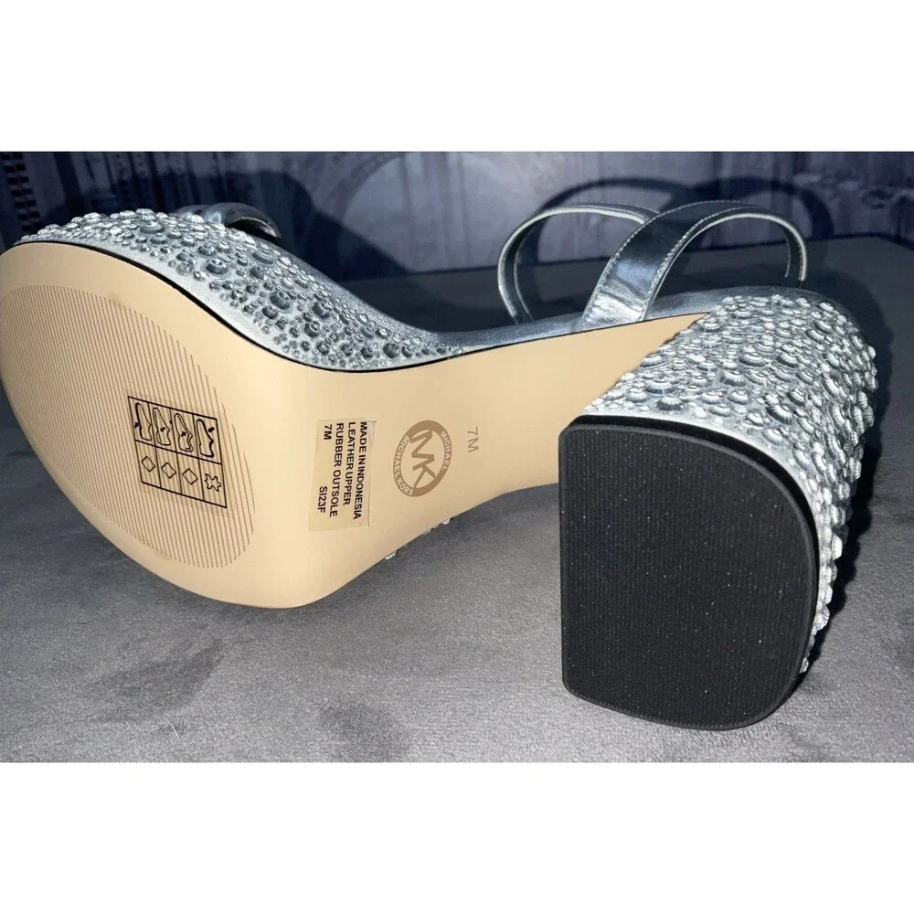 Michael Kors Laci Platform Sandal Silver Size 7M - Picture 7 of 8